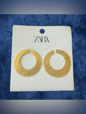 Zara Oversized Gold Textured Hoop Earrings